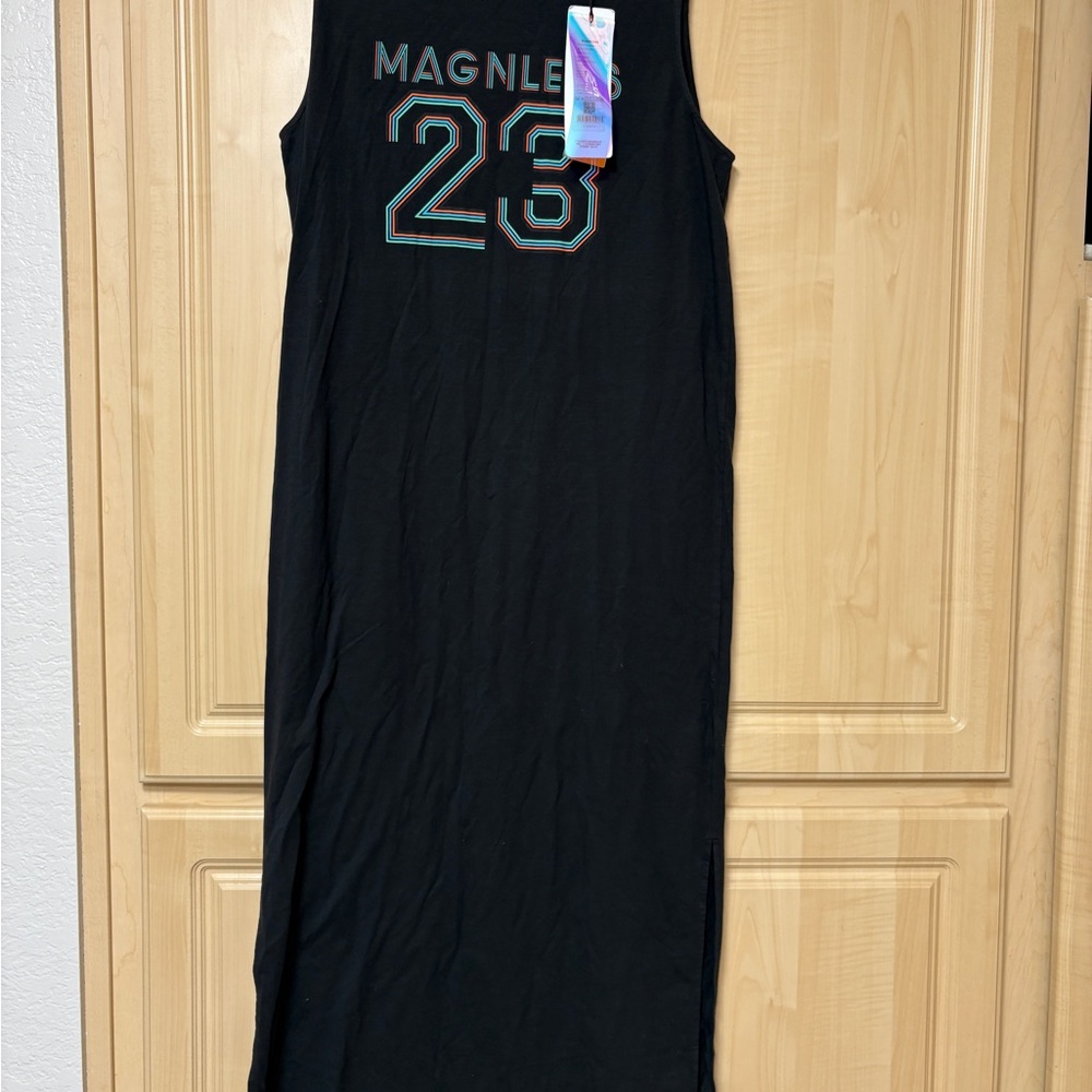 NEW MAGNLENS Black Sleeveless Tank Long Maxi Sports Athletic Dress Large